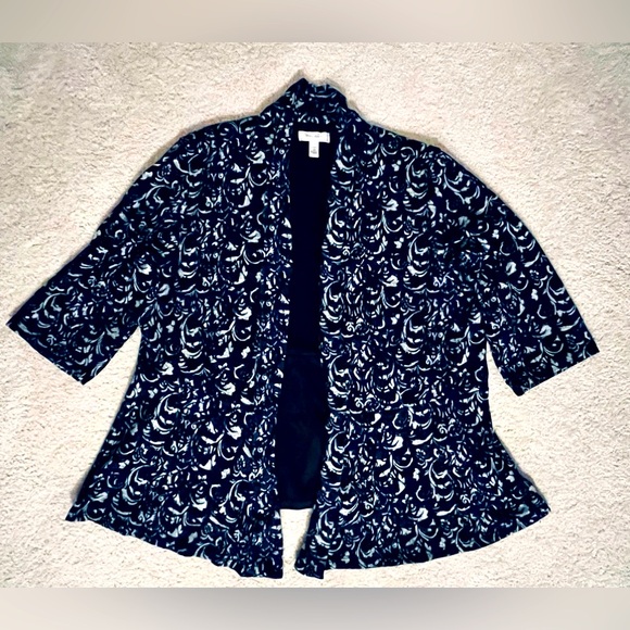 Open Front Sweater w/Peplum Bottom Womens 3X Scroll Pattern Dress Barn EUC - Picture 1 of 6